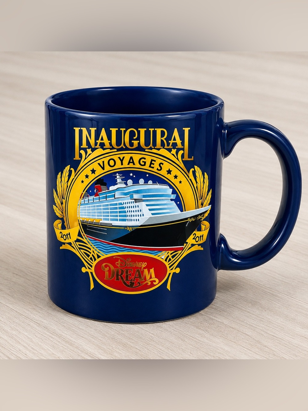Disney Cruise Line Disney Dream Inaugural Voyages 2011 Coffee Mug Blue Rare